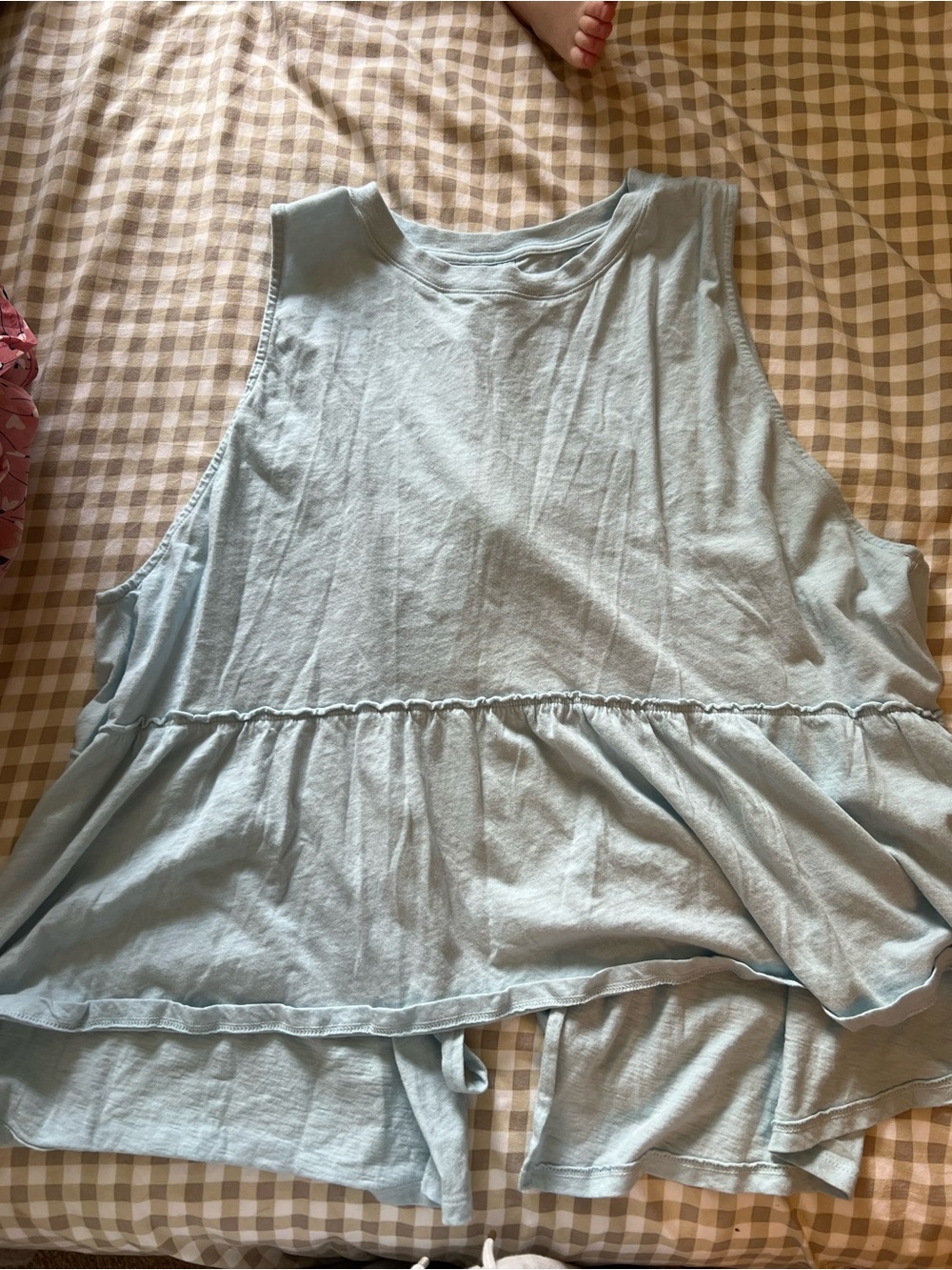 American Eagle Outfitters Light Blue Ruffle-Hem Sleeveless Tank
